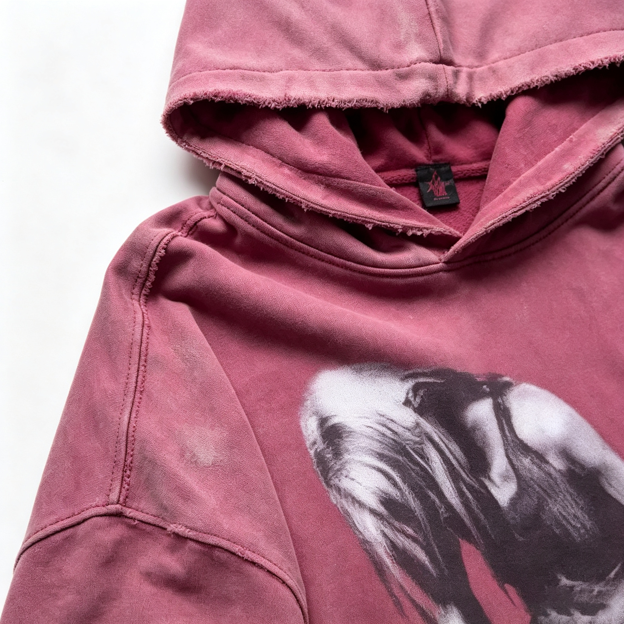 Vintage Distressed Figure Print Hoodie