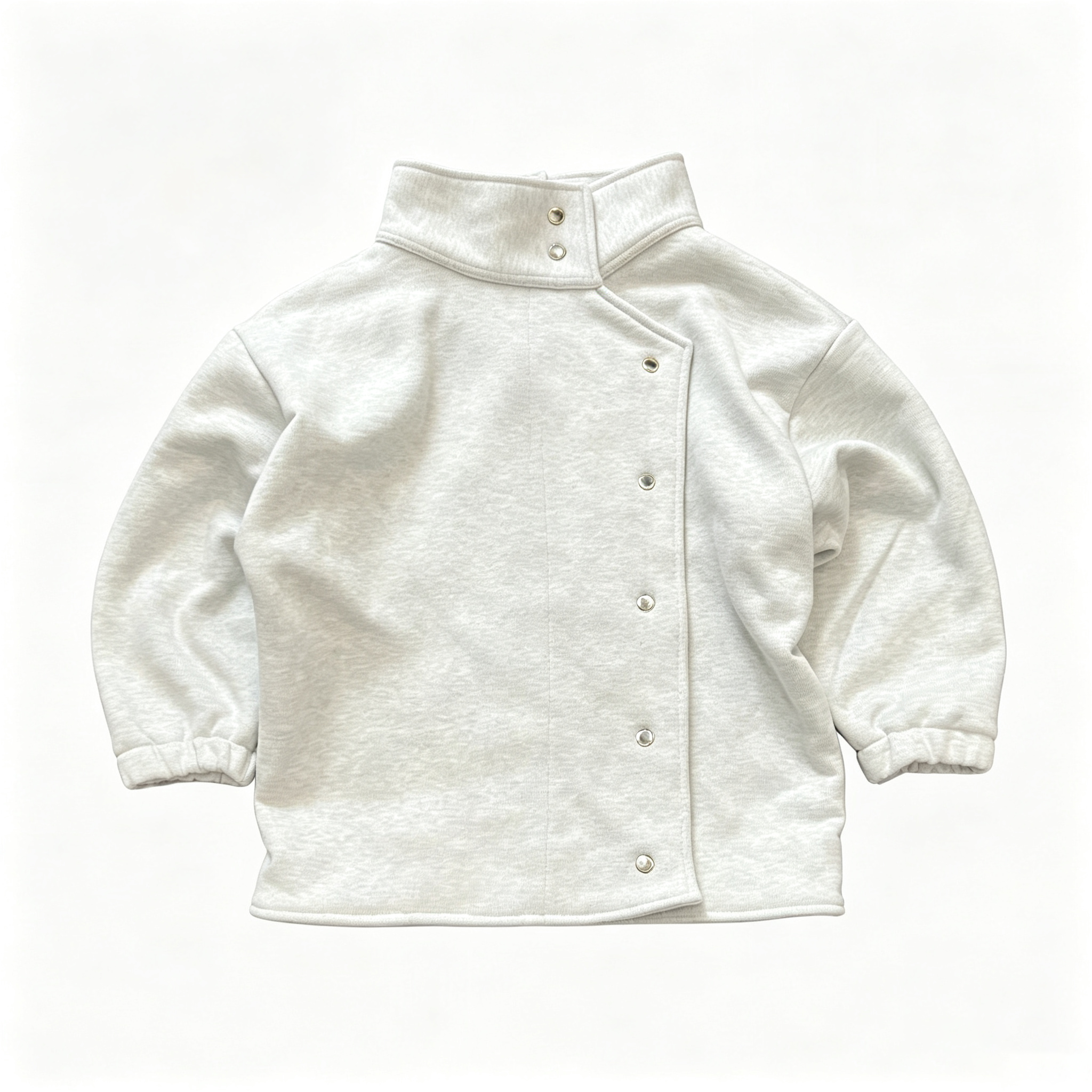 Asymmetrical Snap Button Fleece Jacket