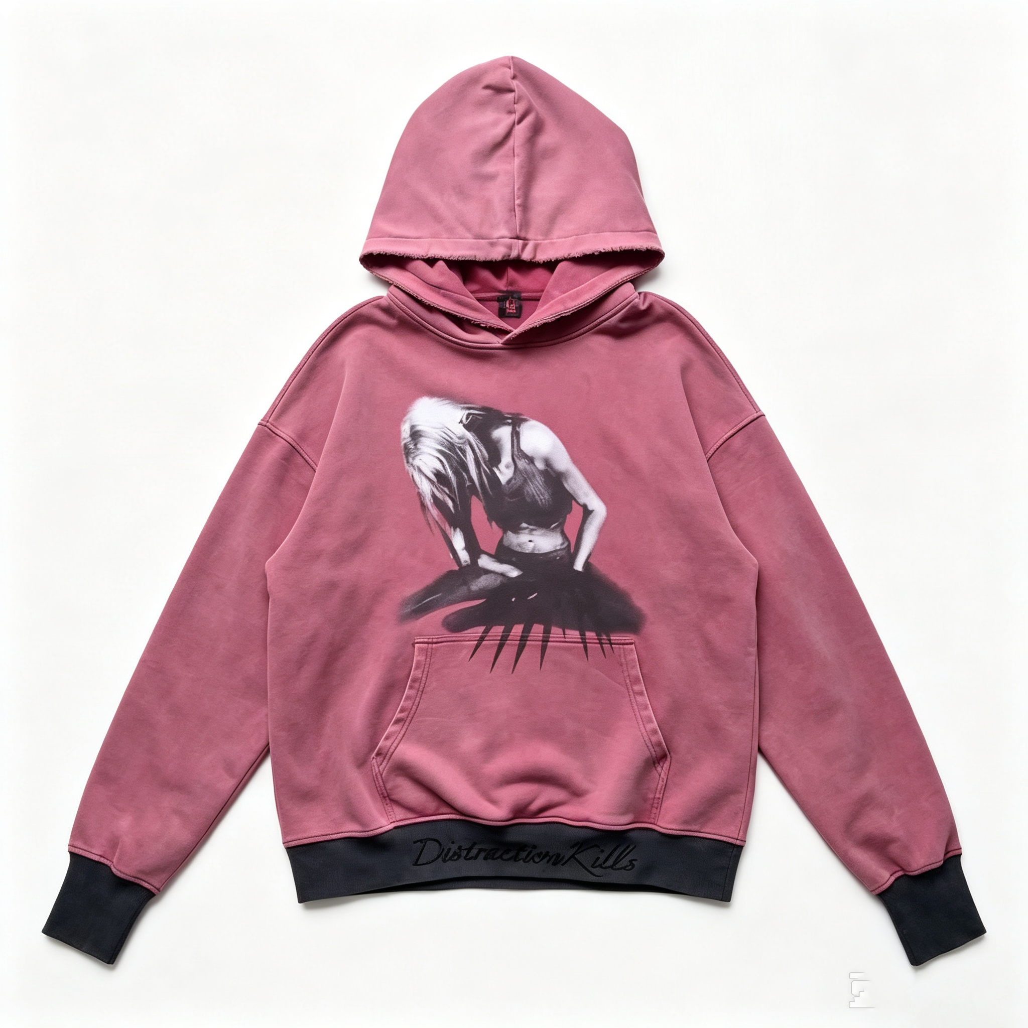 Vintage Distressed Figure Print Hoodie