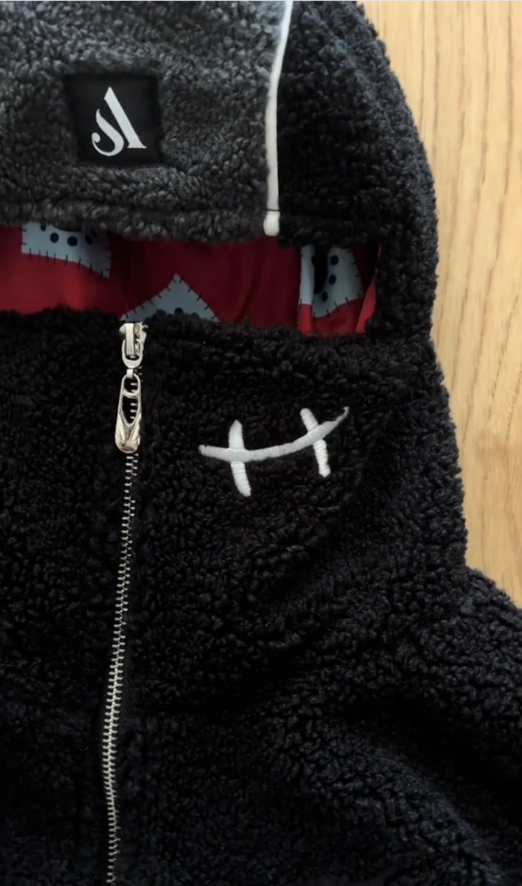 Winter streetwear sherpa hoodie with face cover