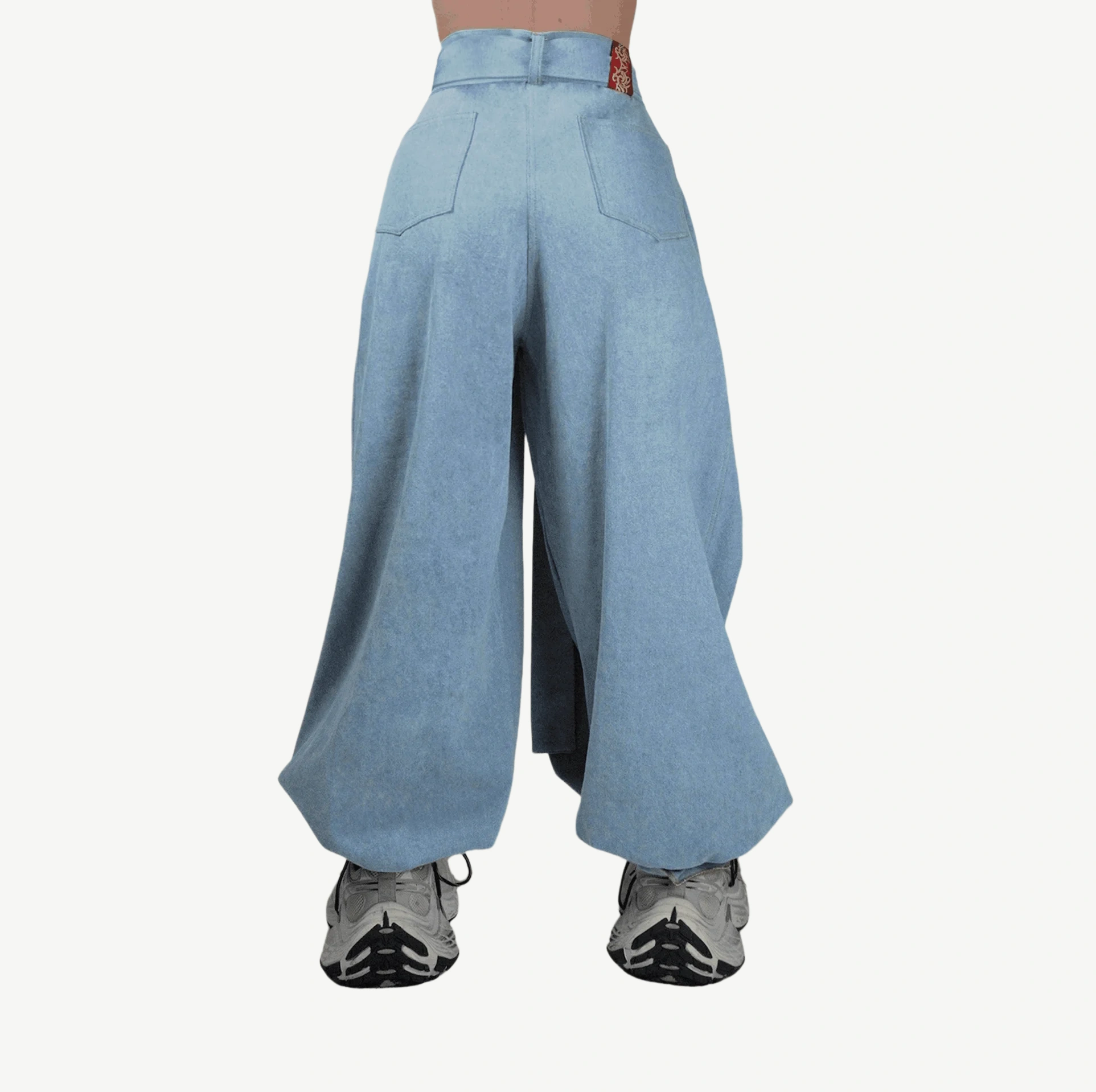 PLEATED WAIST-TIE WIDE-LEG TROUSERS