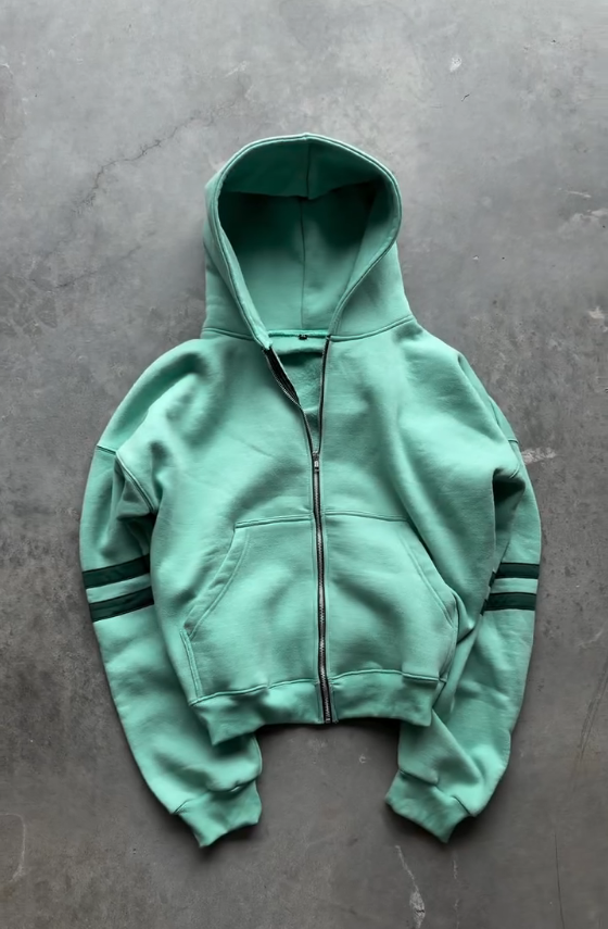 Retro Number 27 Tee + Striped Zip Hoodie Matching Outfit Set