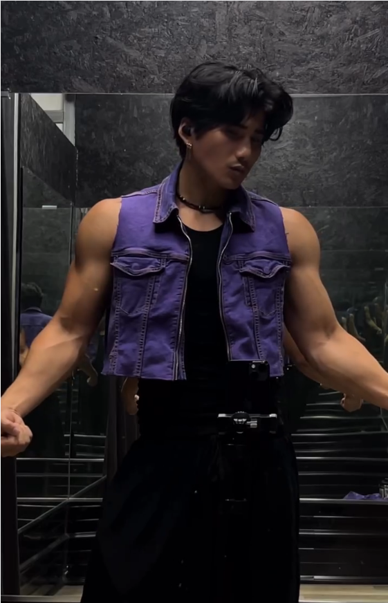Men’s Vintage Purple Cropped Utility Denim Vest