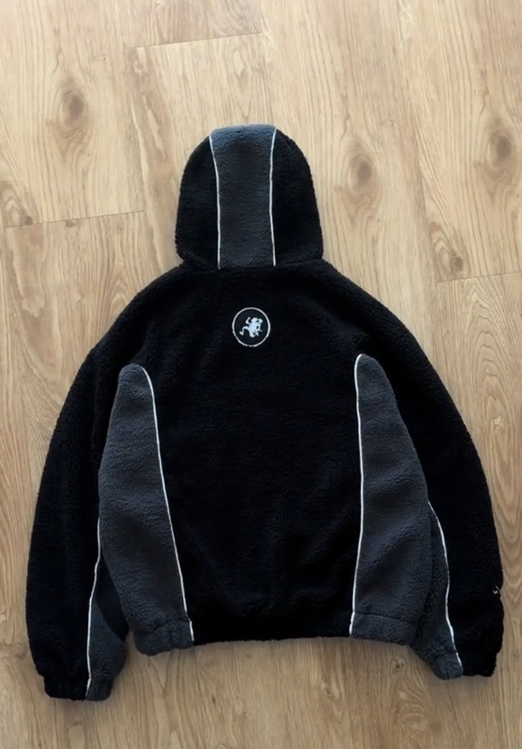 Winter streetwear sherpa hoodie with face cover