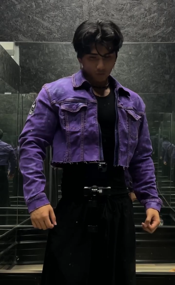 Men’s Vintage Purple Cropped Utility Denim Vest