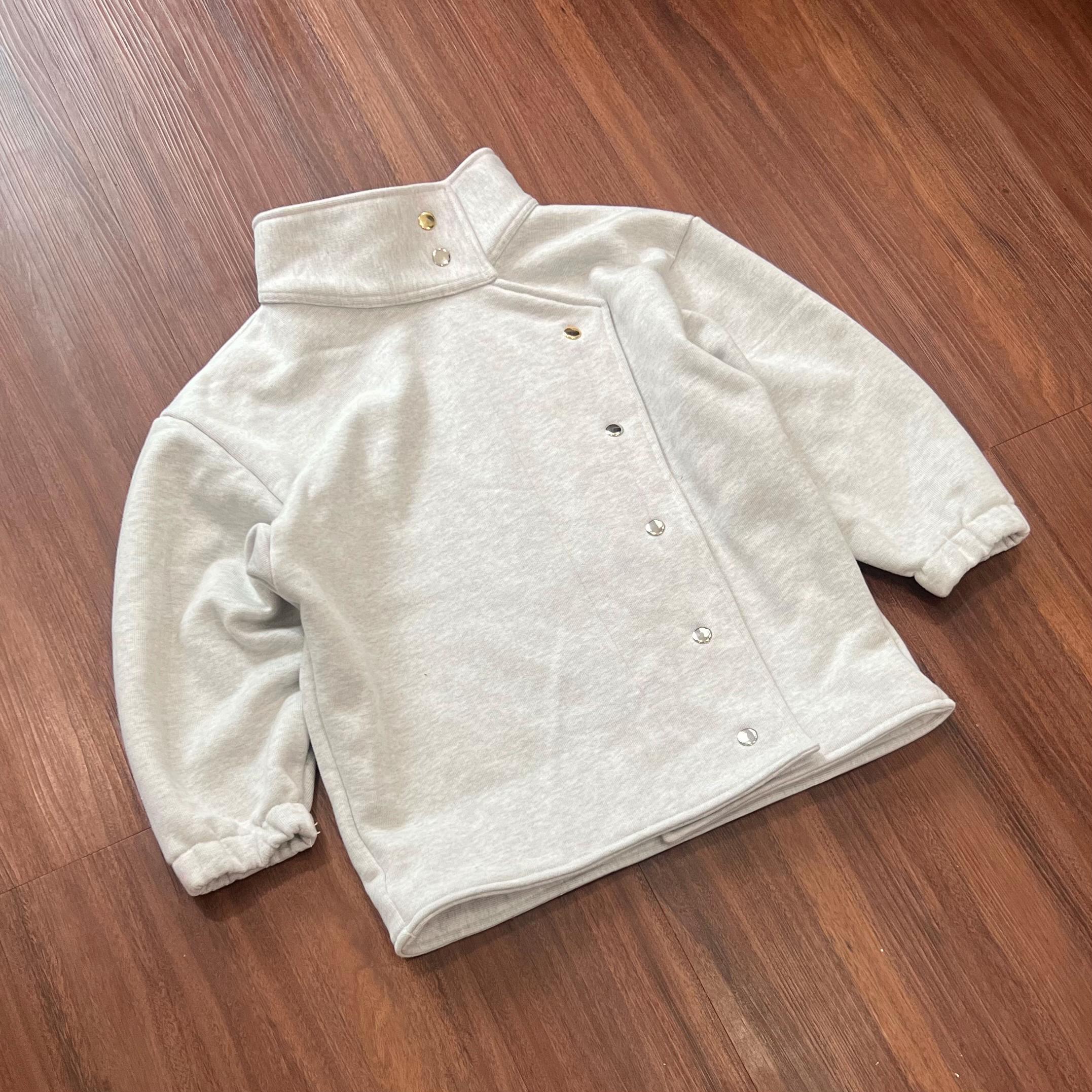 Asymmetrical Snap Button Fleece Jacket