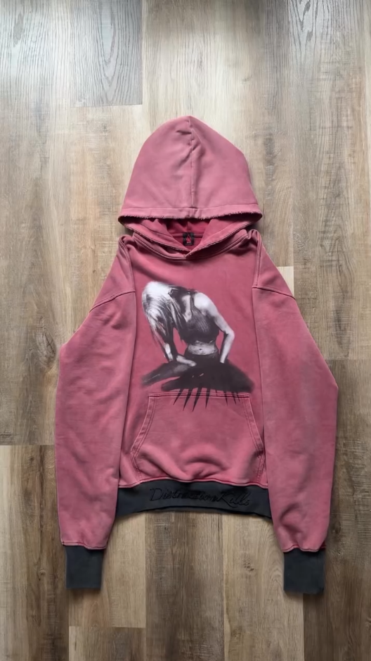 Vintage Distressed Figure Print Hoodie