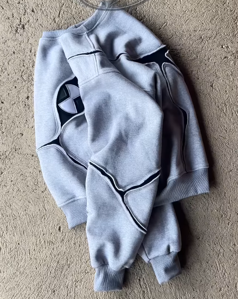 Deconstructed Contrast Stitching Crewneck Sweatshirt