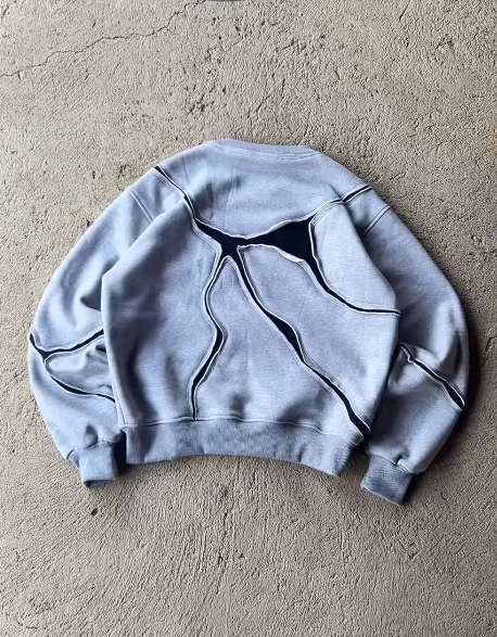 Deconstructed Contrast Stitching Crewneck Sweatshirt