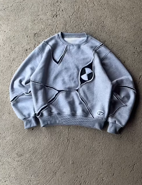 Deconstructed Contrast Stitching Crewneck Sweatshirt