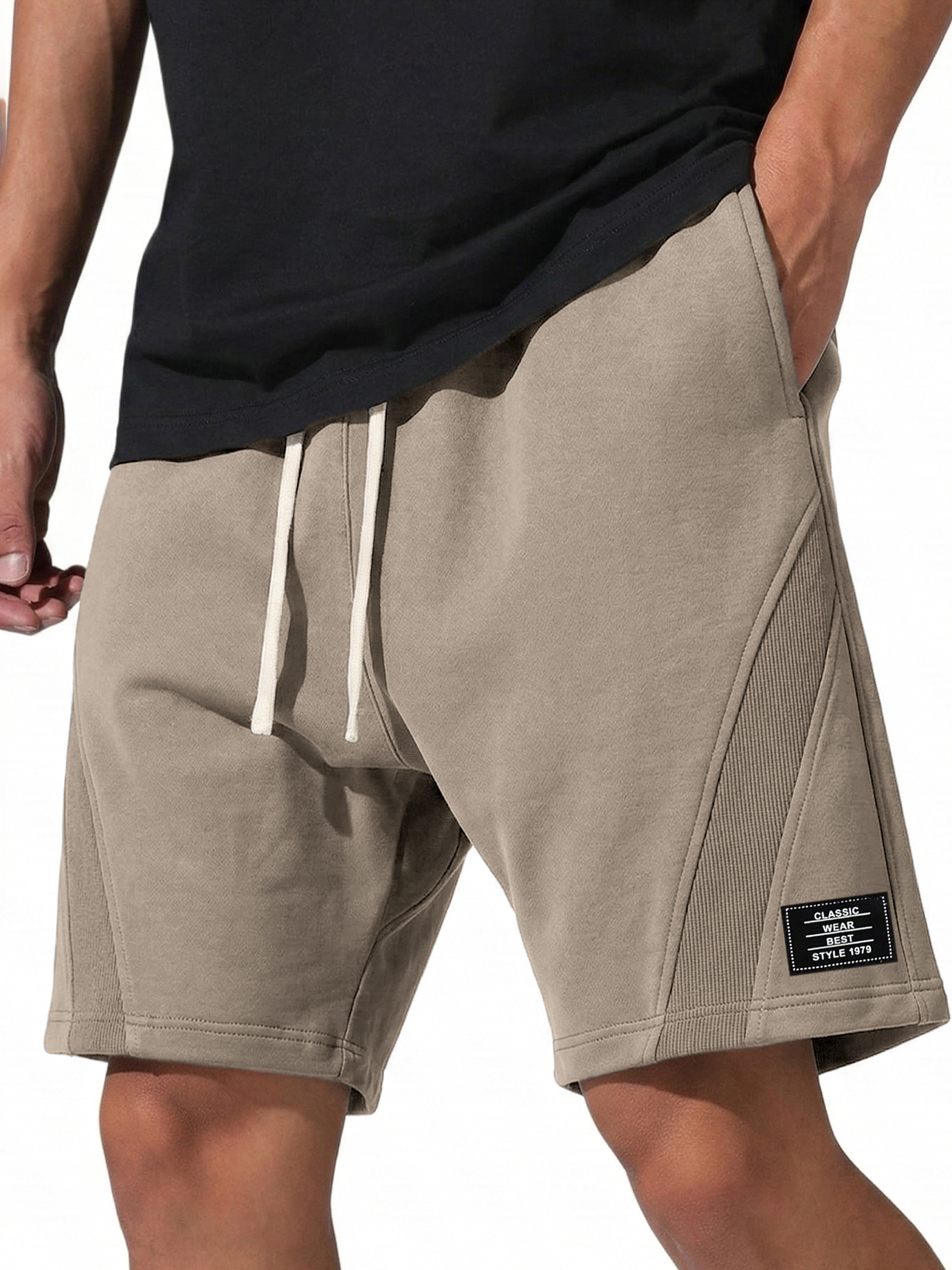 Men's Casual Deconstructed Shorts Embroidered Logo Multi-Pocket Design