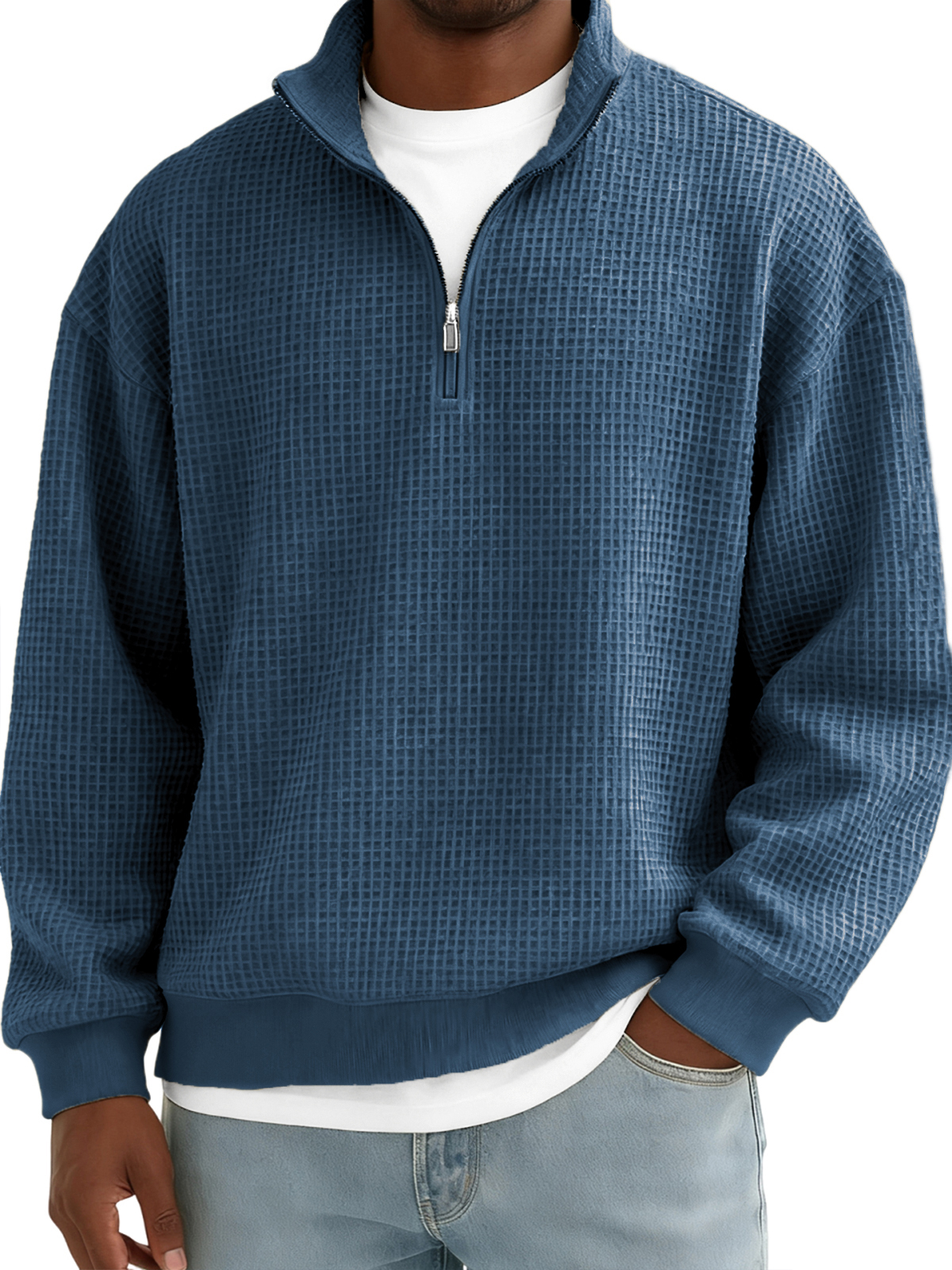 Men's Breathable Waffle-Knit Quarter-Zip Pullover
