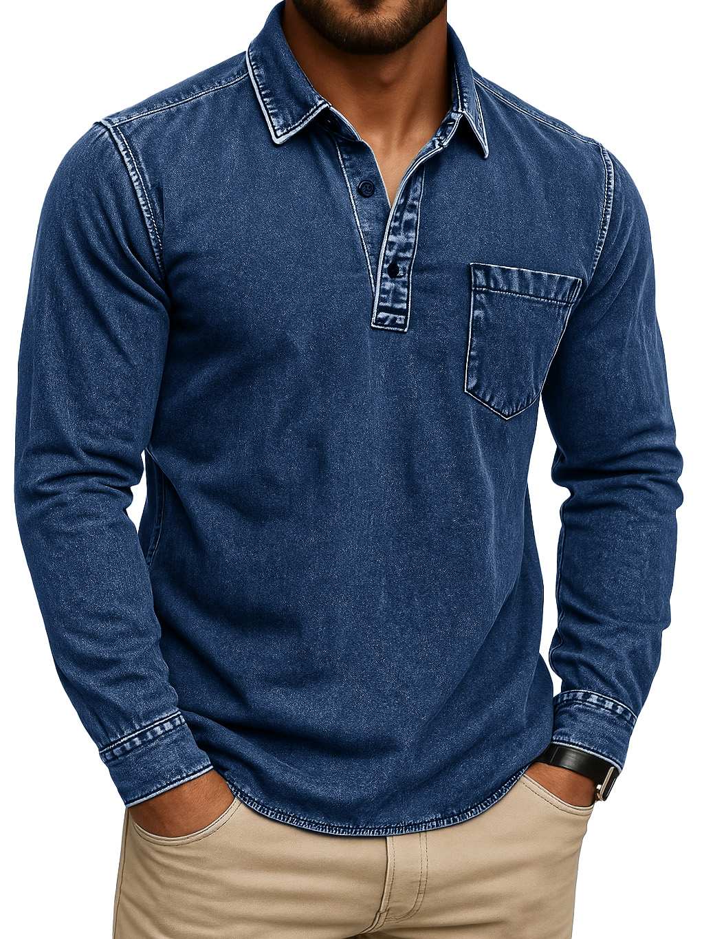 Men's Stylish Retro Outdoor Distressed Pocket Stand Collar Long-sleeve
