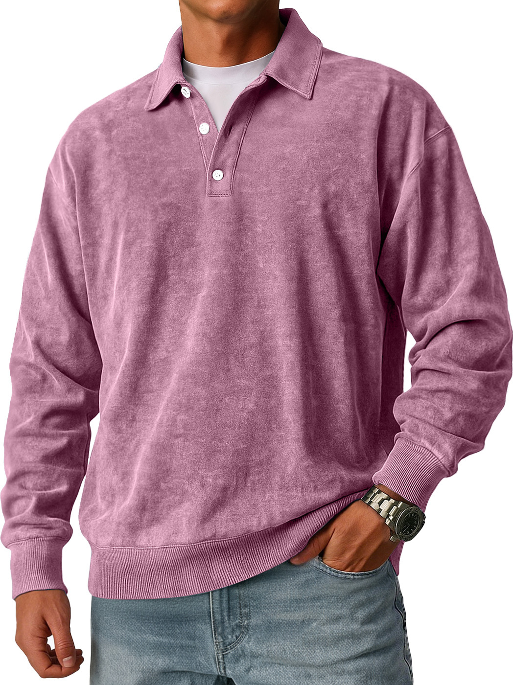 Men's Retro Casual Loose-Fit Lapel Button Polo Shirt