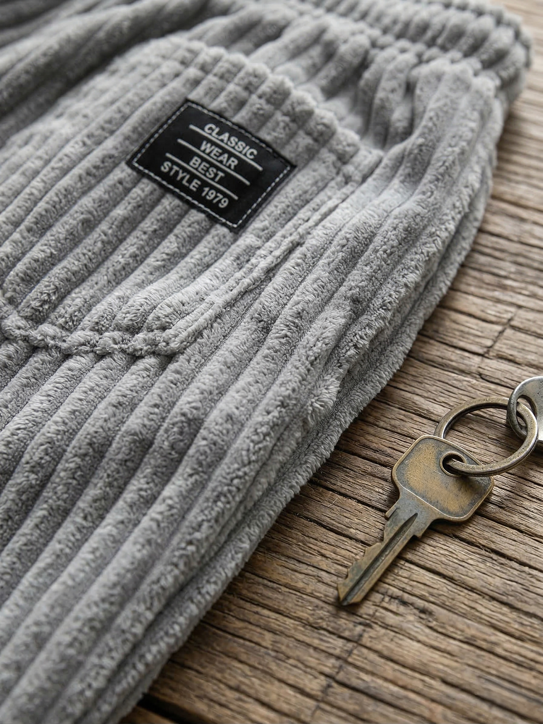 Men's Vintage Corduroy Shorts - Embroidered Comfort Fit Casual Bottoms