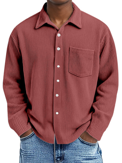Men's Corduroy Long Sleeve Shirt with Pockets