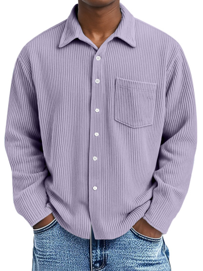 Men's Corduroy Long Sleeve Shirt with Pockets