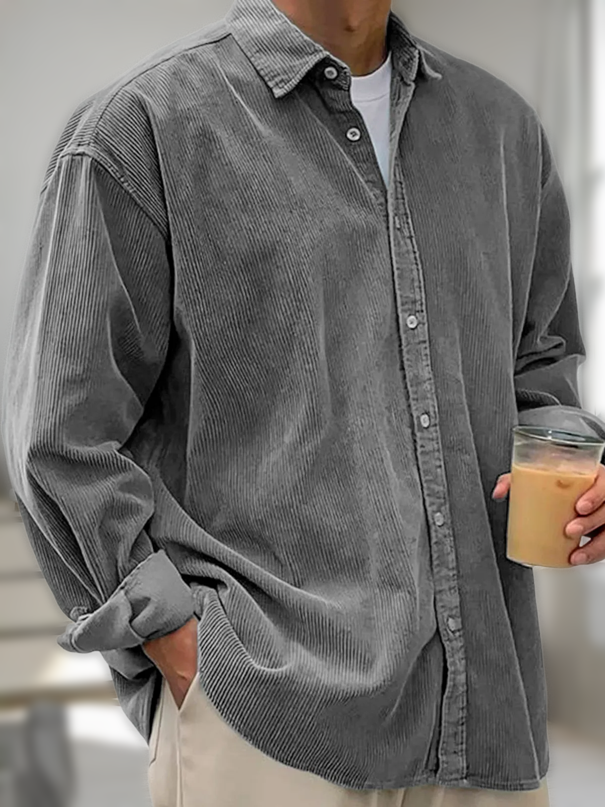 Men's Stylish Corduroy Urban Casual Daily Long-Sleeved Shirt