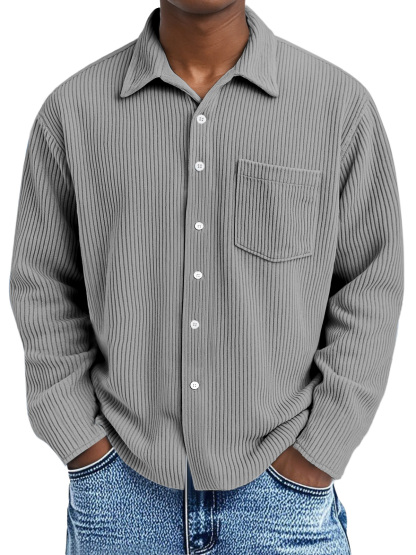 Men's Corduroy Long Sleeve Shirt with Pockets