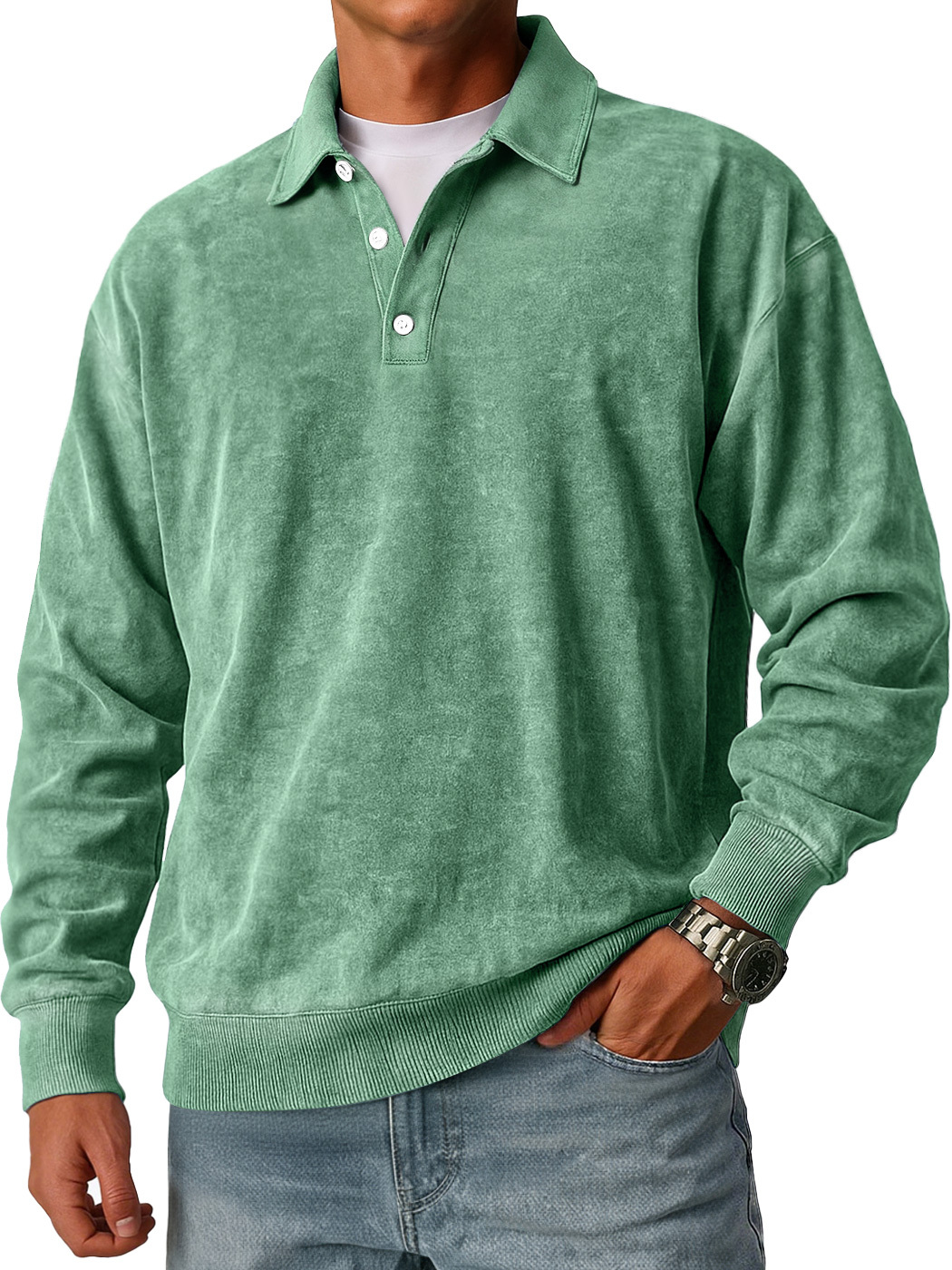 Men's Retro Casual Loose-Fit Lapel Button Polo Shirt