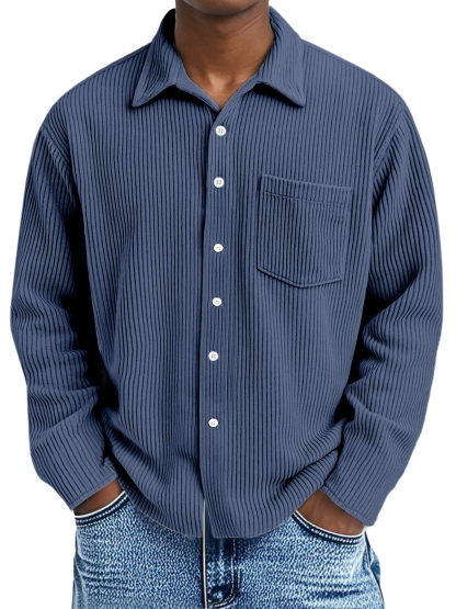 Men's Corduroy Long Sleeve Shirt with Pockets