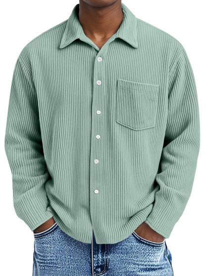 Men's Corduroy Long Sleeve Shirt with Pockets
