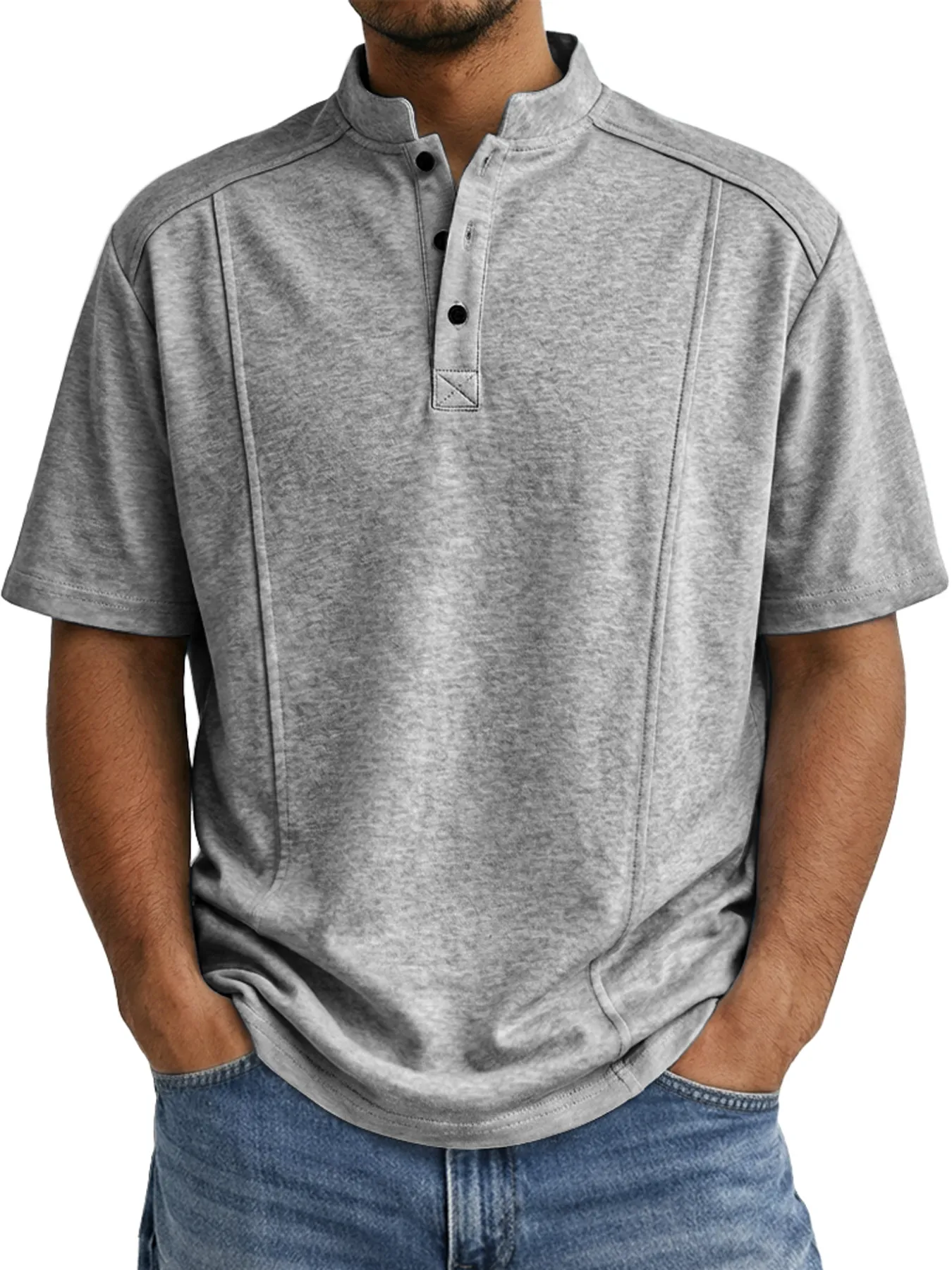 Men's Everyday Deconstructed Design Casual Short-sleeved Henley Shirt