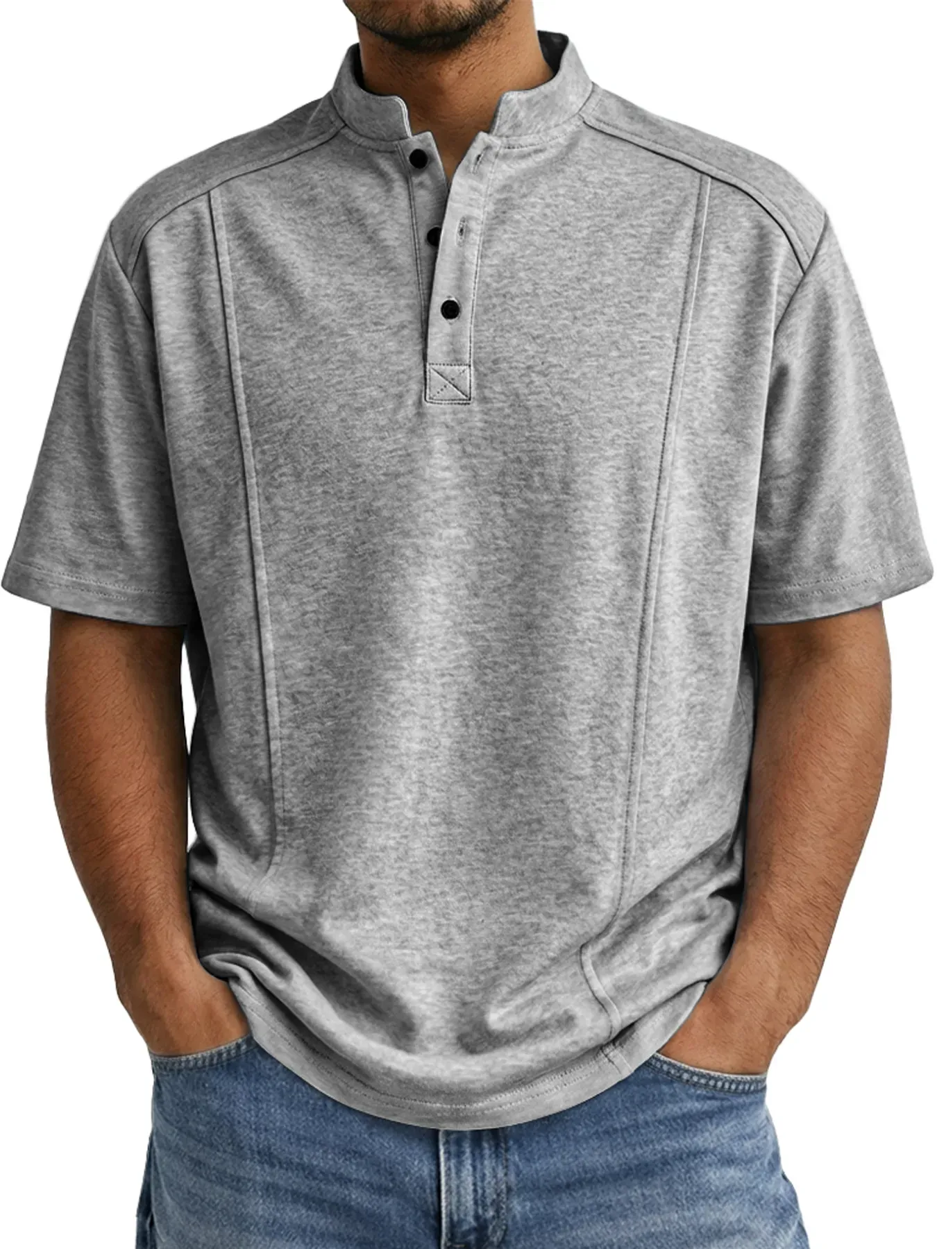 Men's Everyday Deconstructed Design Casual Short-sleeved Henley Shirt