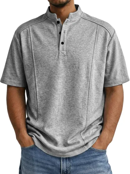 Men's Everyday Deconstructed Design Casual Short-sleeved Henley Shirt