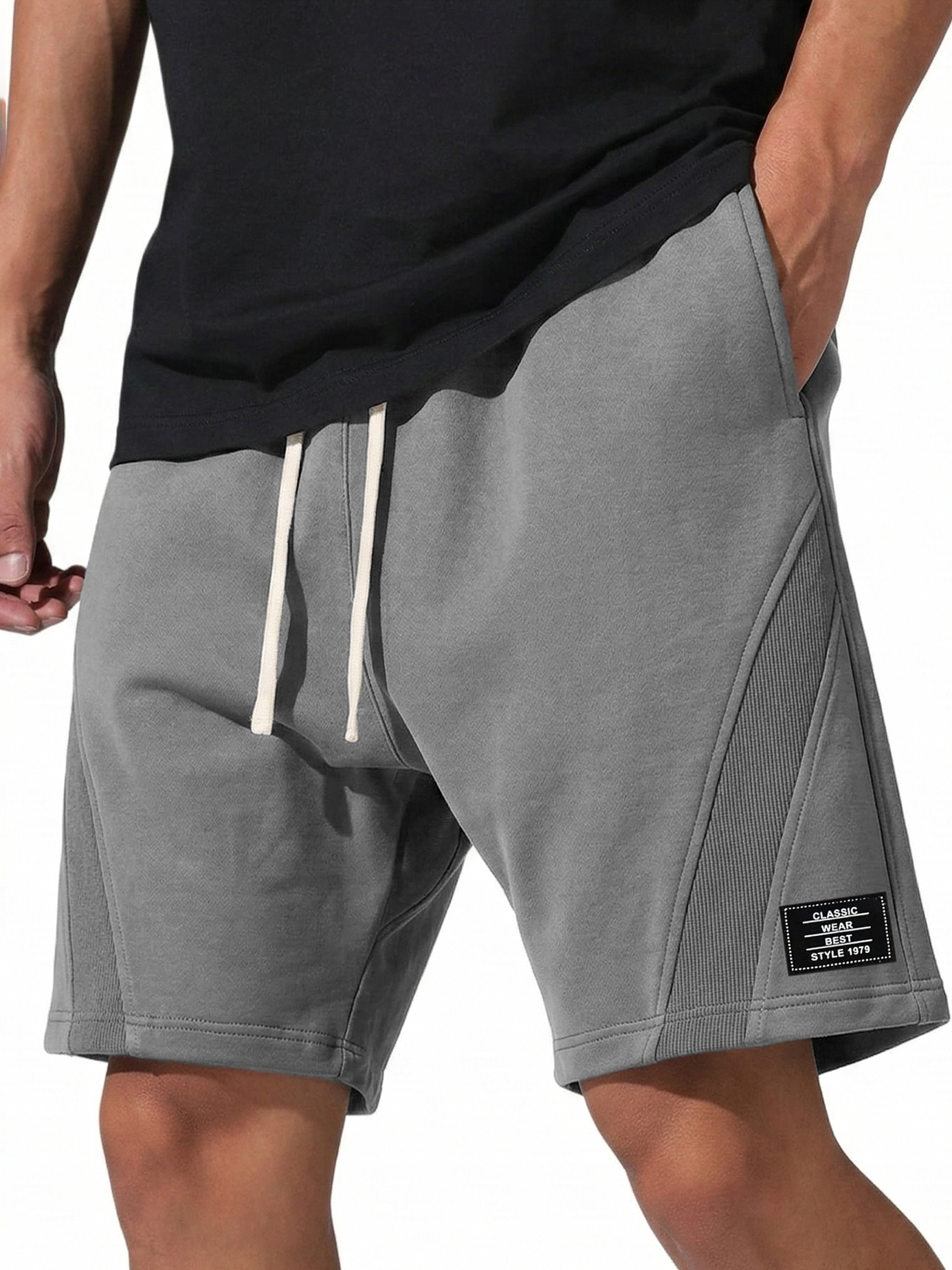 Men's Casual Deconstructed Shorts Embroidered Logo Multi-Pocket Design