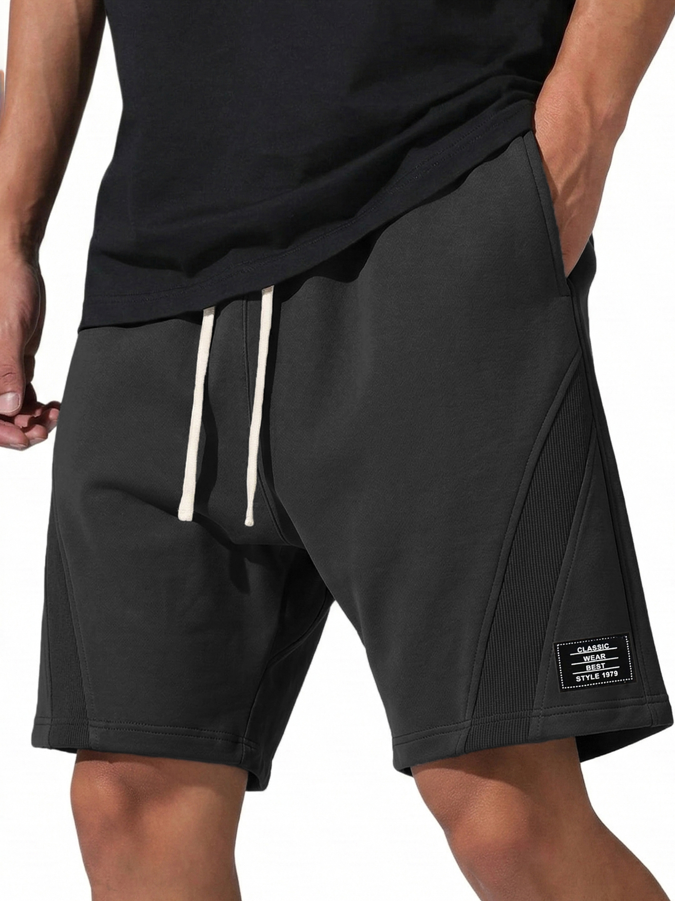 Men's Casual Deconstructed Shorts Embroidered Logo Multi-Pocket Design