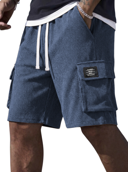 Premium Men's Waffle Textured Cargo Shorts - Comfortable Relaxed Fit Summer Shorts