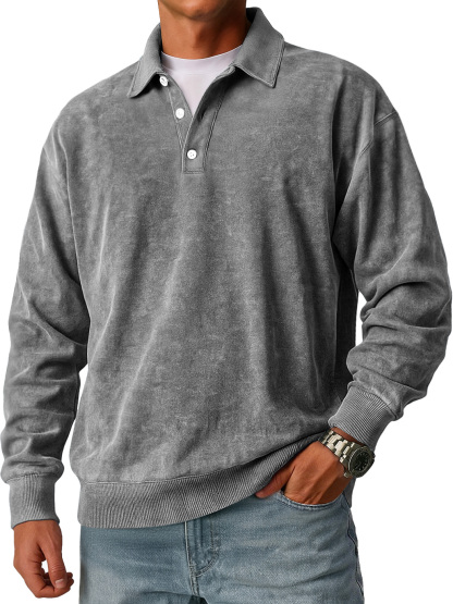 Men's Retro Casual Loose-Fit Lapel Button Polo Shirt