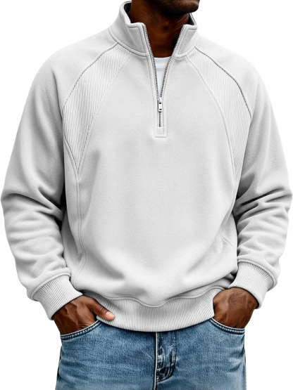 Men's Stand-Collar Zip-Up Raglan-Sleeve Sweatshirt