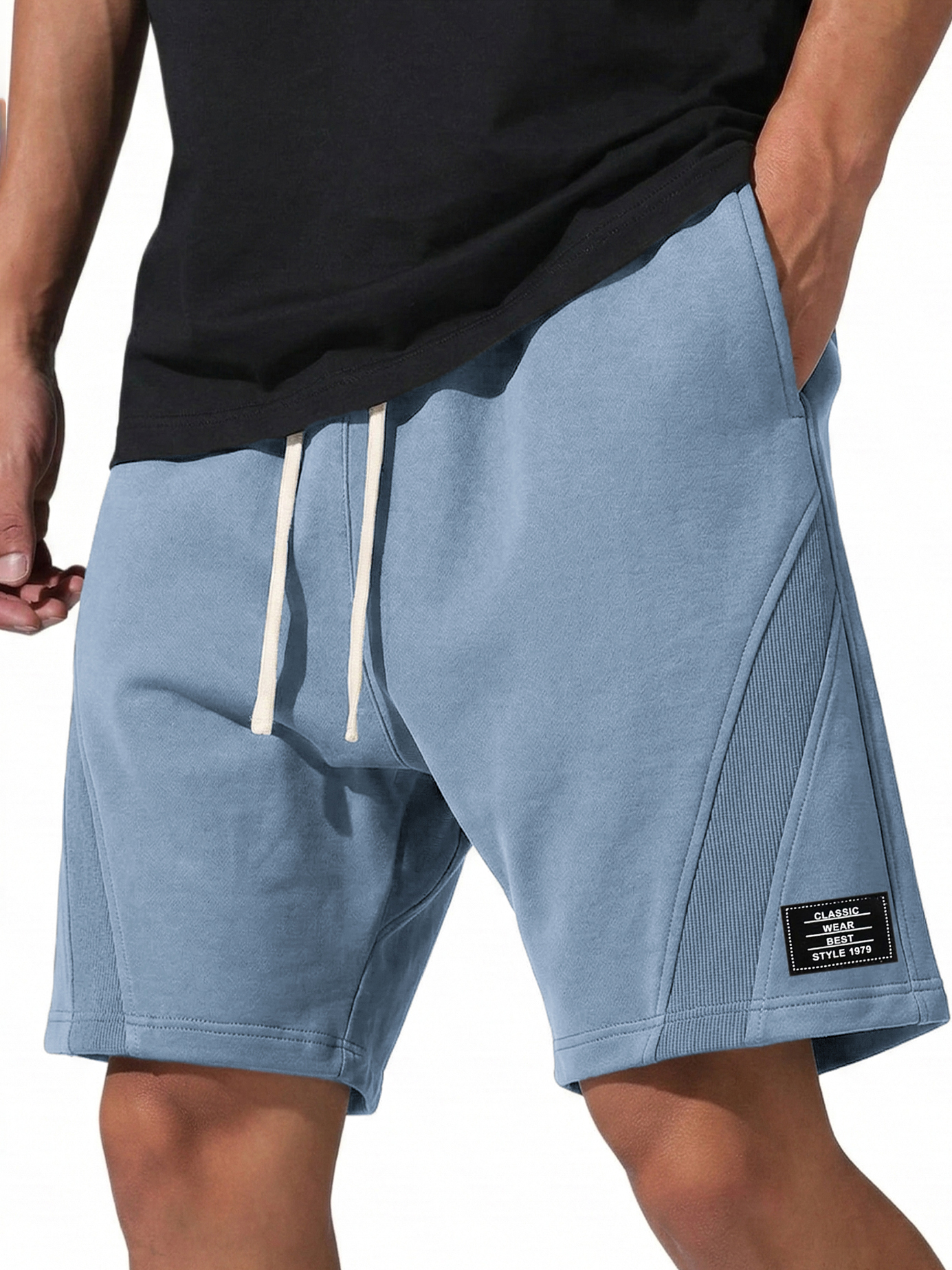 Men's Casual Deconstructed Shorts Embroidered Logo Multi-Pocket Design