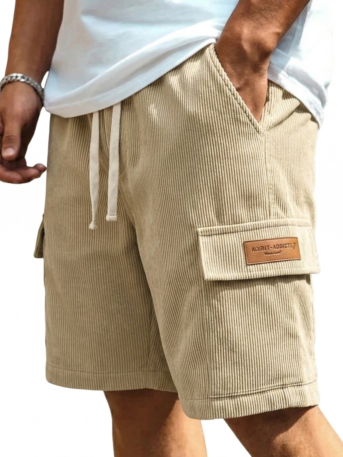 Men's Stylish Multi-pocket Vintage Corduroy Simple Embroidered Logo Ca