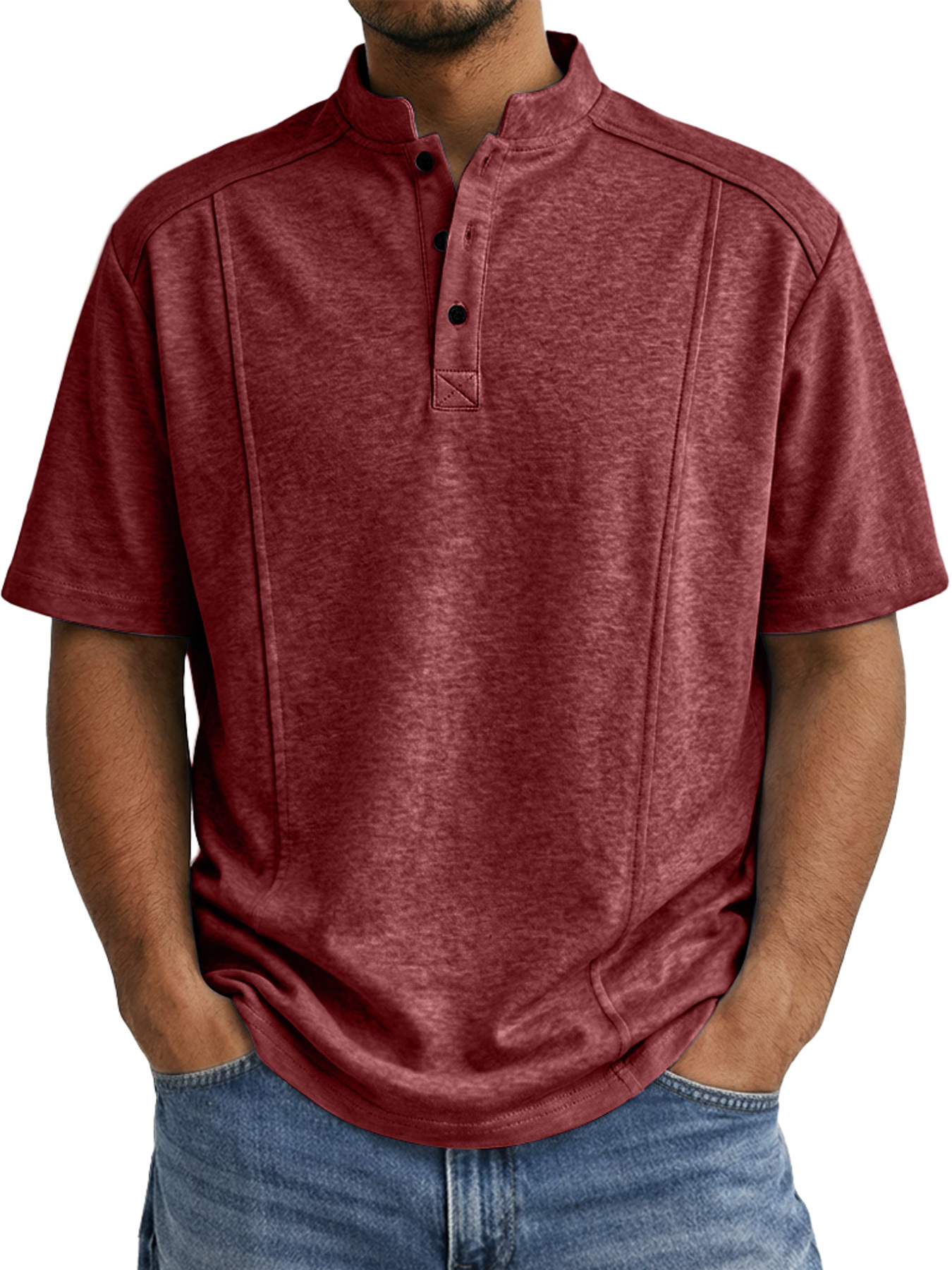 Men's Everyday Deconstructed Design Casual Short-sleeved Henley Shirt