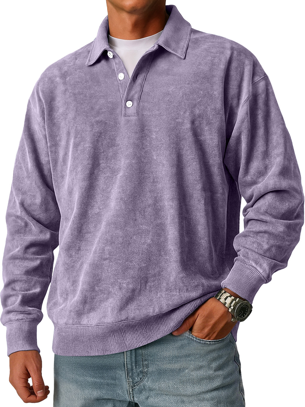 Men's Retro Casual Loose-Fit Lapel Button Polo Shirt