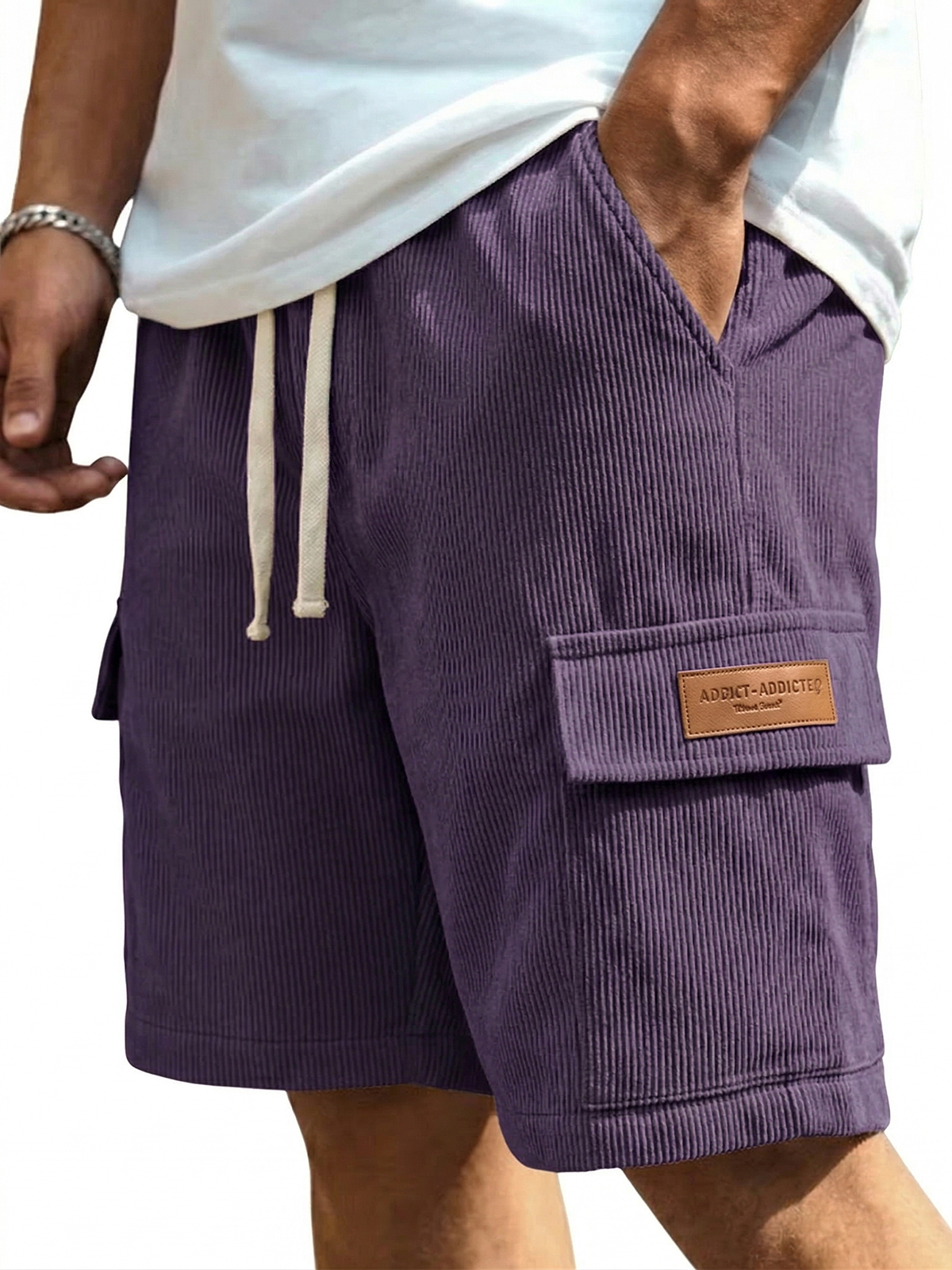 Men's Stylish Multi-pocket Vintage Corduroy Simple Embroidered Logo Ca