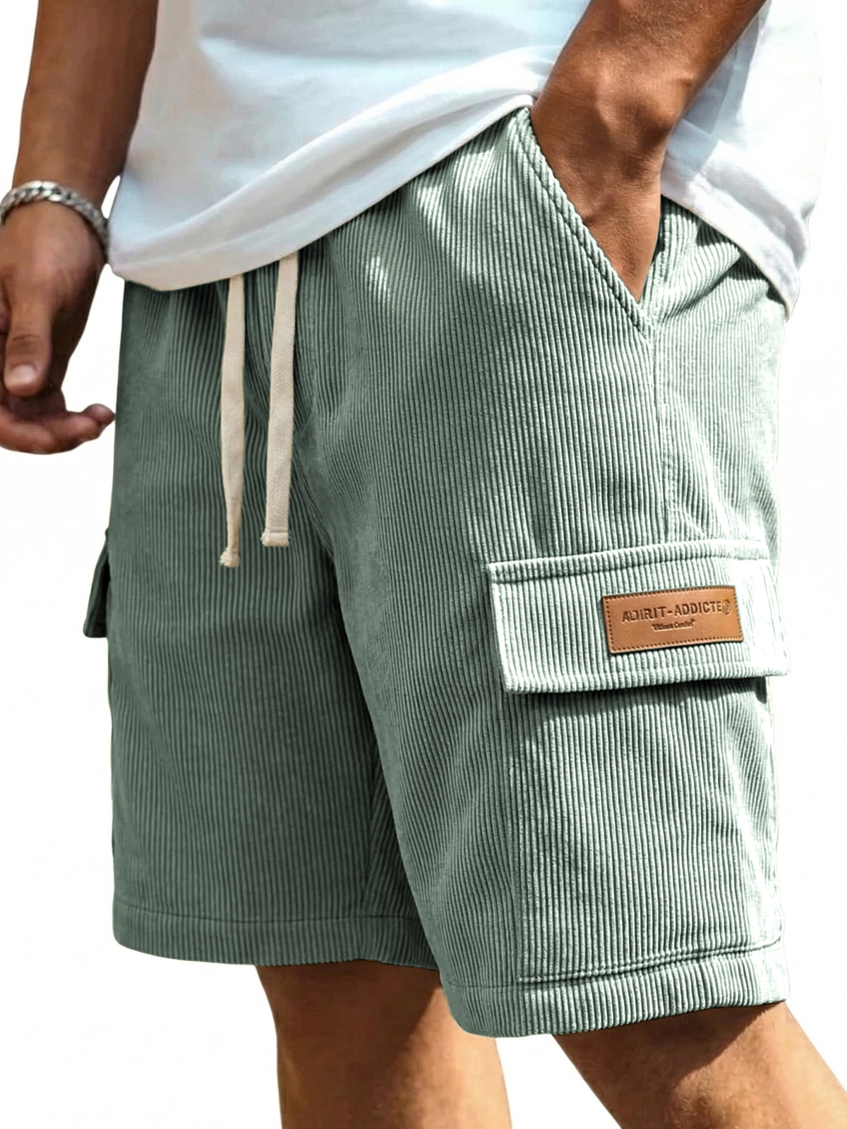 Men's Stylish Multi-pocket Vintage Corduroy Simple Embroidered Logo Ca