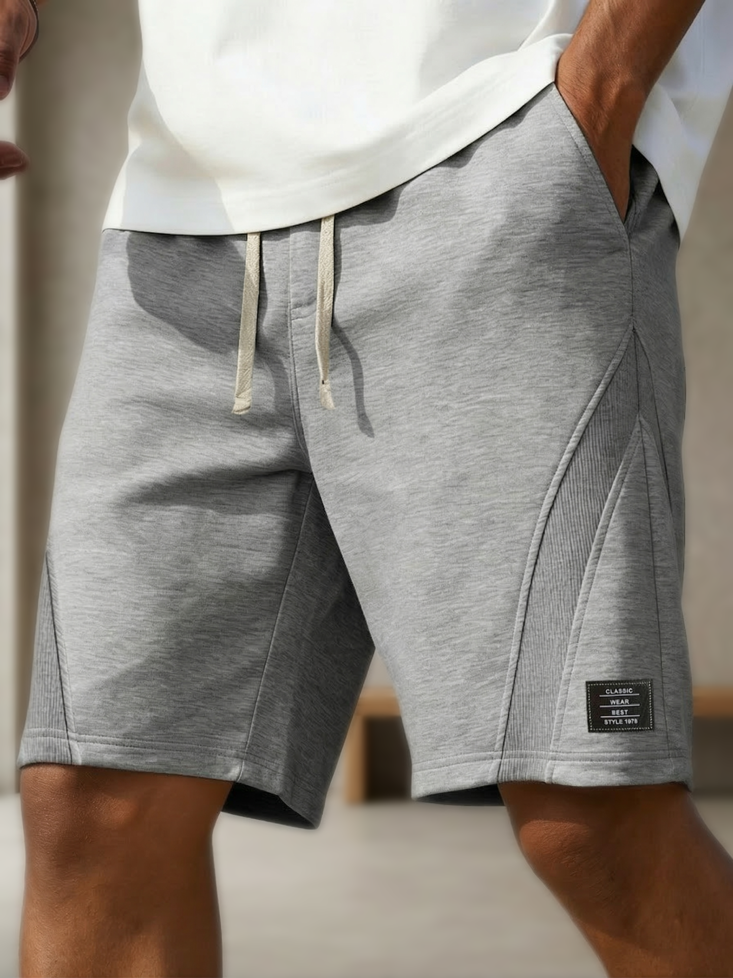 Men's Casual Deconstructed Shorts Embroidered Logo Multi-Pocket Design