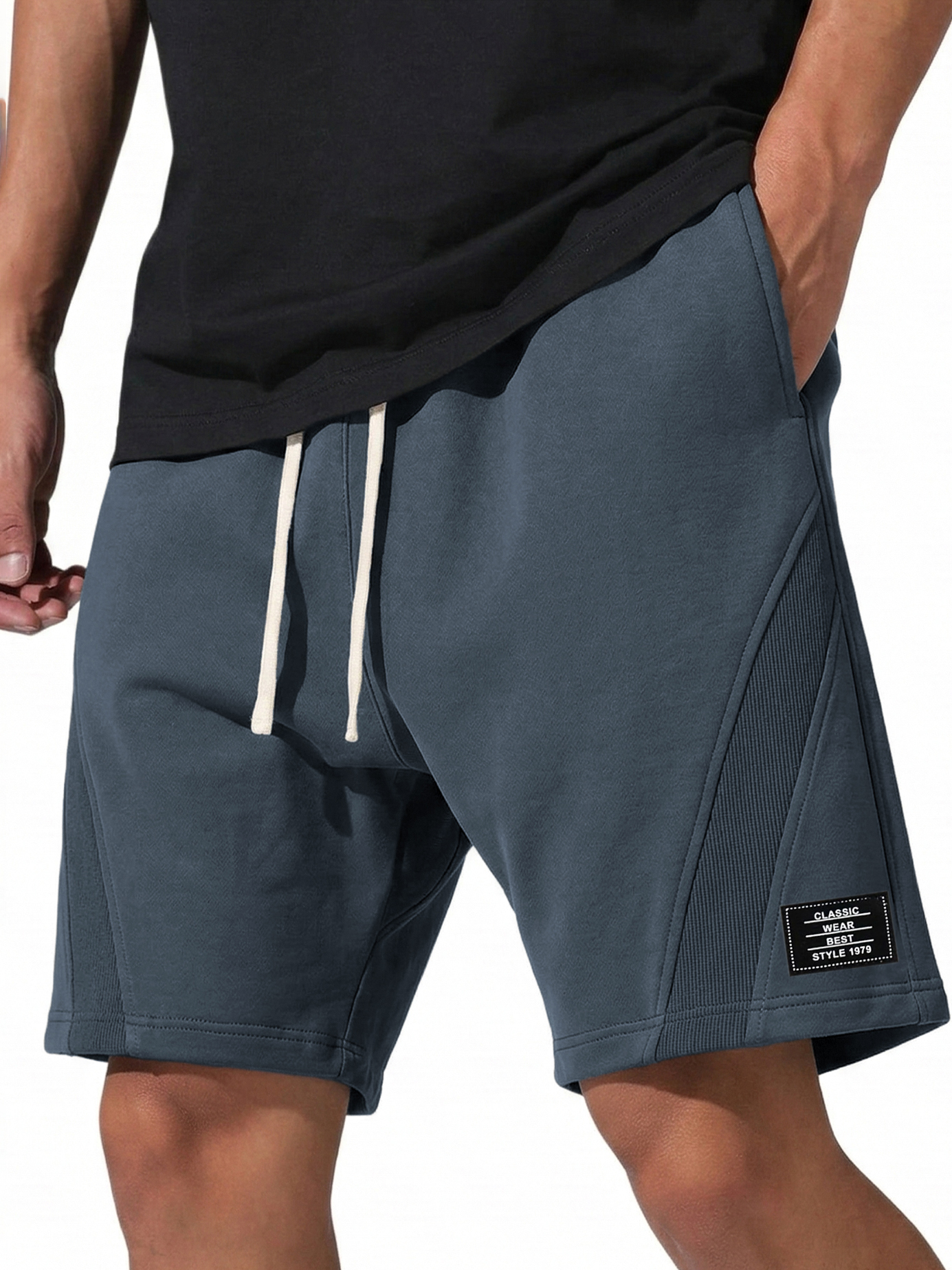 Men's Casual Deconstructed Shorts Embroidered Logo Multi-Pocket Design