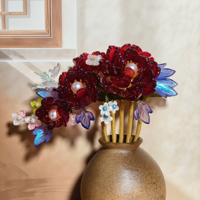A4-Glass petal hairpin