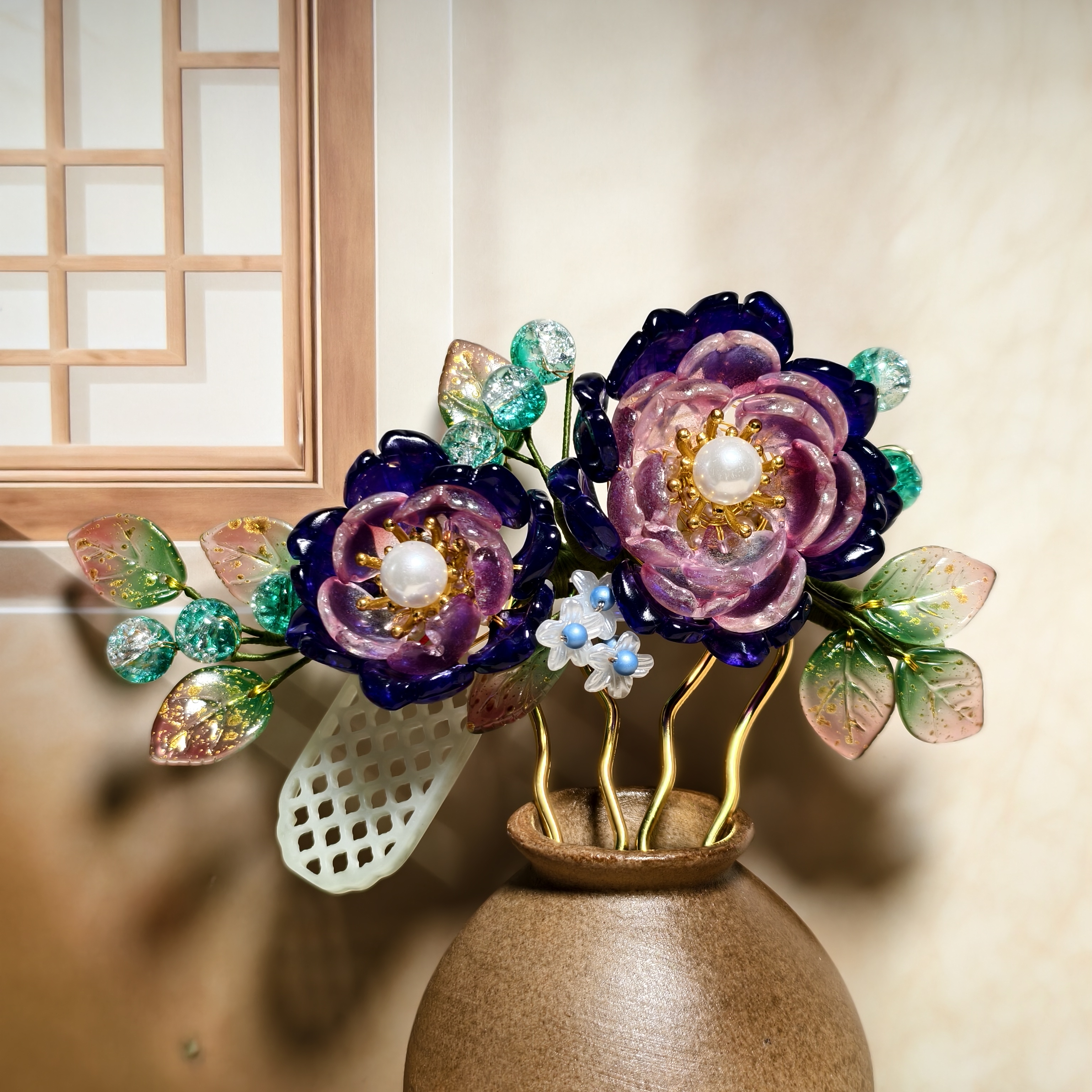 A3- Glass petal hairpin