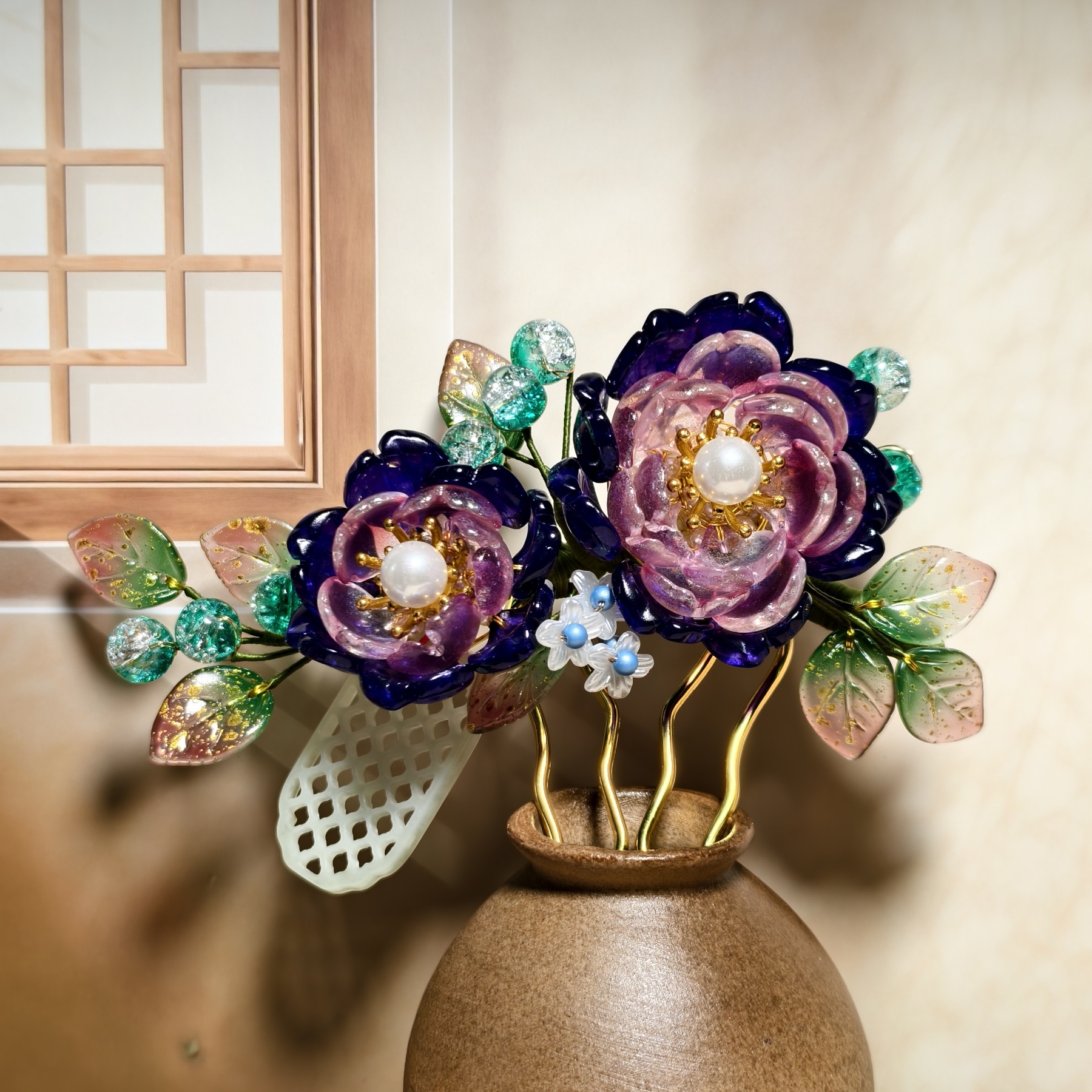 A3- Glass petal hairpin