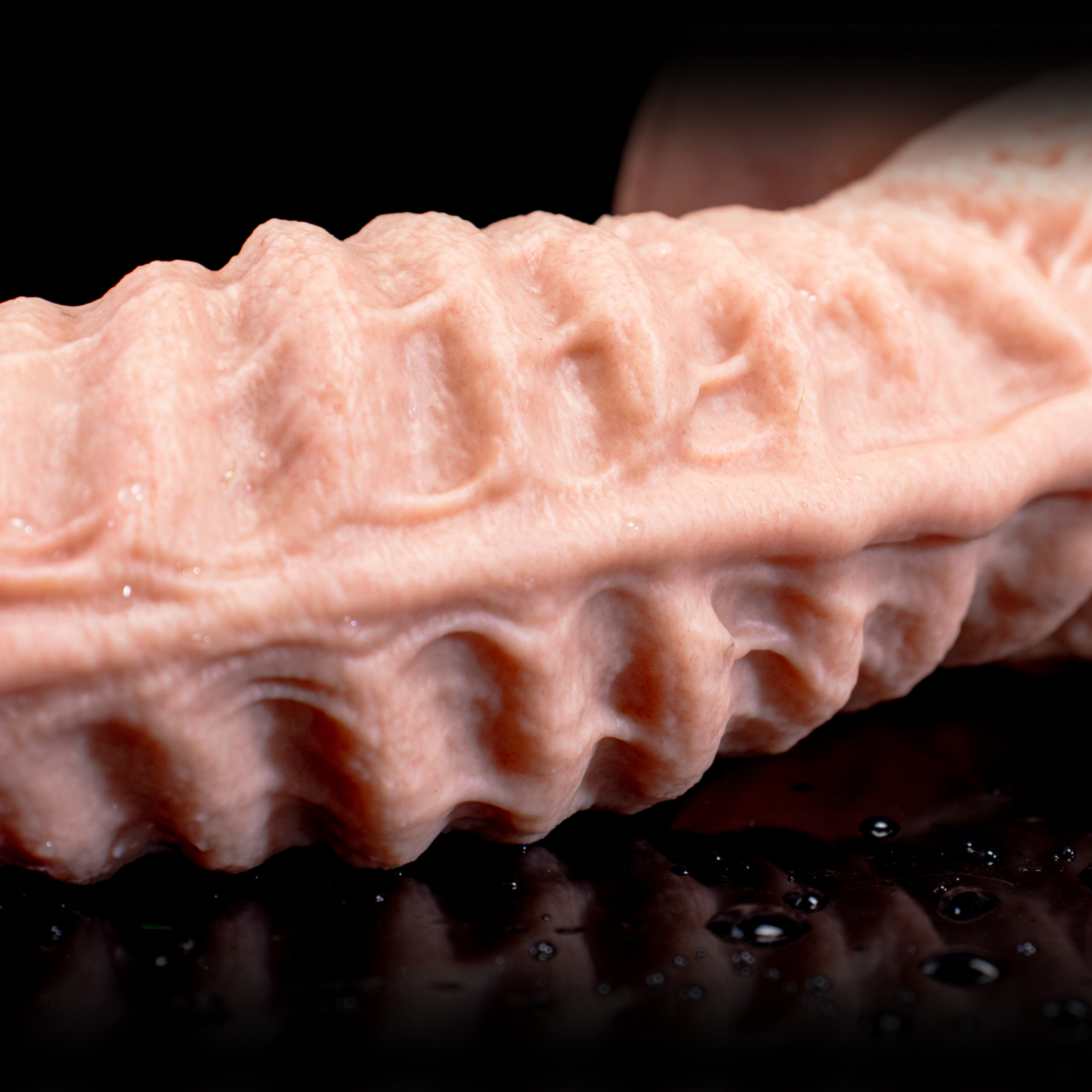 Rhythm of the Progenitor | Penis Sleeve with Tidal Folds & Scrotum Loop | 18cm Platinum Silicone | Girth Enhancer