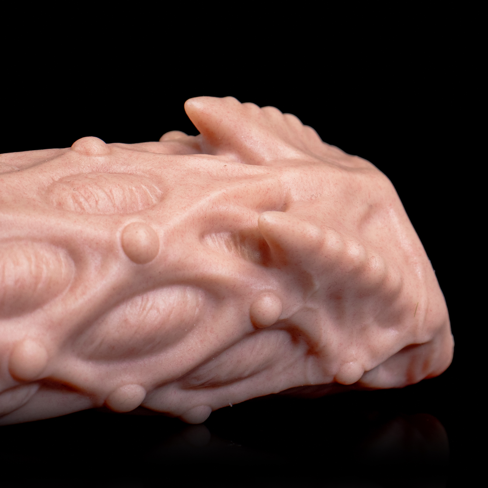 Progenitor's Fin | Bio-Scales & Sensory Fin | Integrated Scrotum Loop | 18cm Platinum Silicone Sleeve