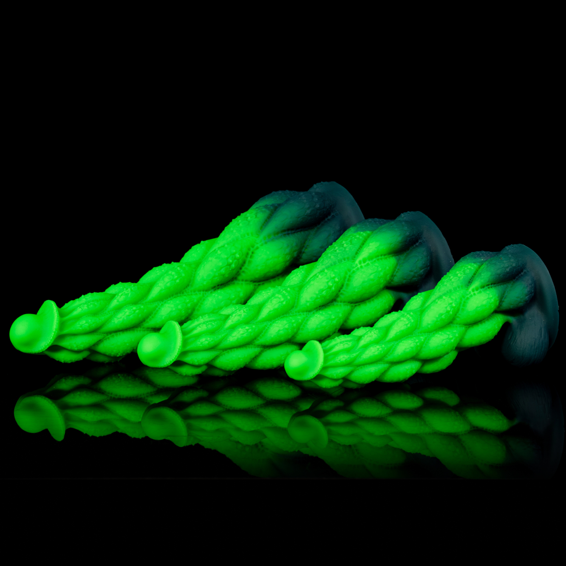 Korym Helix Wedge — Tri-Helix Textured Silicone Dildo with Suction Cup
