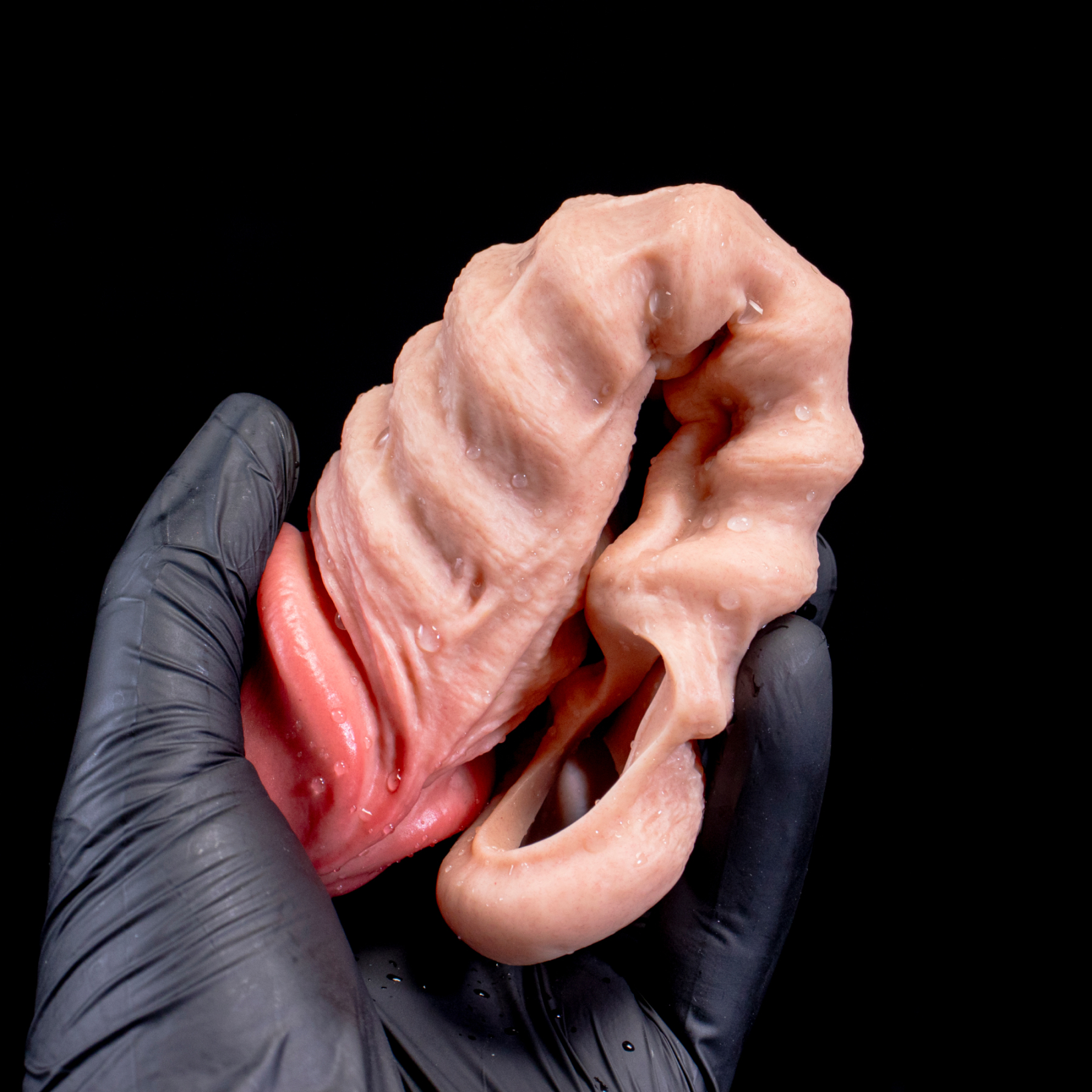 Rhythm of the Progenitor | Penis Sleeve with Tidal Folds & Scrotum Loop | 18cm Platinum Silicone | Girth Enhancer