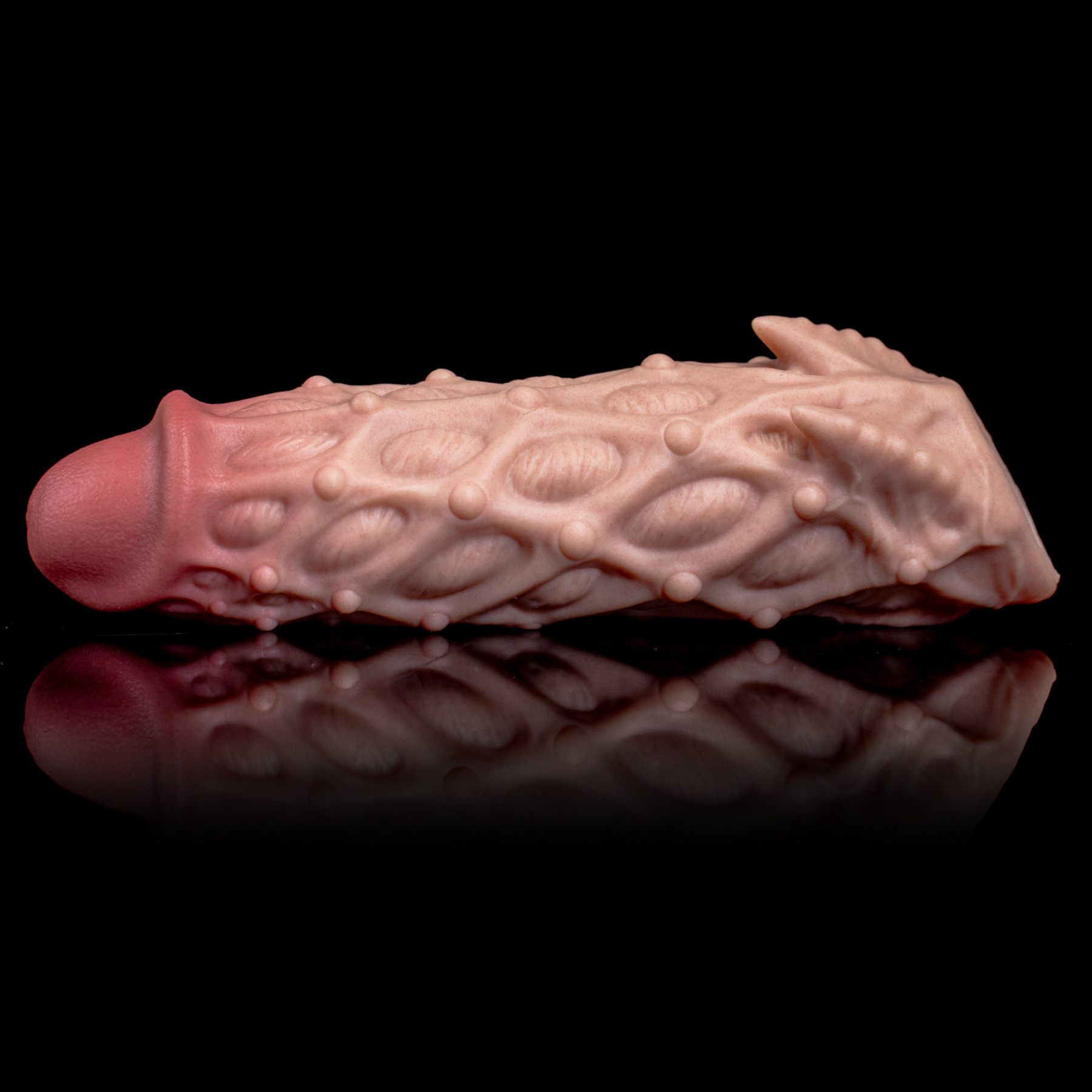 Progenitor's Fin | Bio-Scales & Sensory Fin | Integrated Scrotum Loop | 18cm Platinum Silicone Sleeve